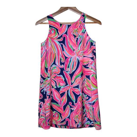 Lilly Pulitzer Jackie Silk Shift Dress Resort Navy Banana Flambe Size XXS - Picture 6 of 11